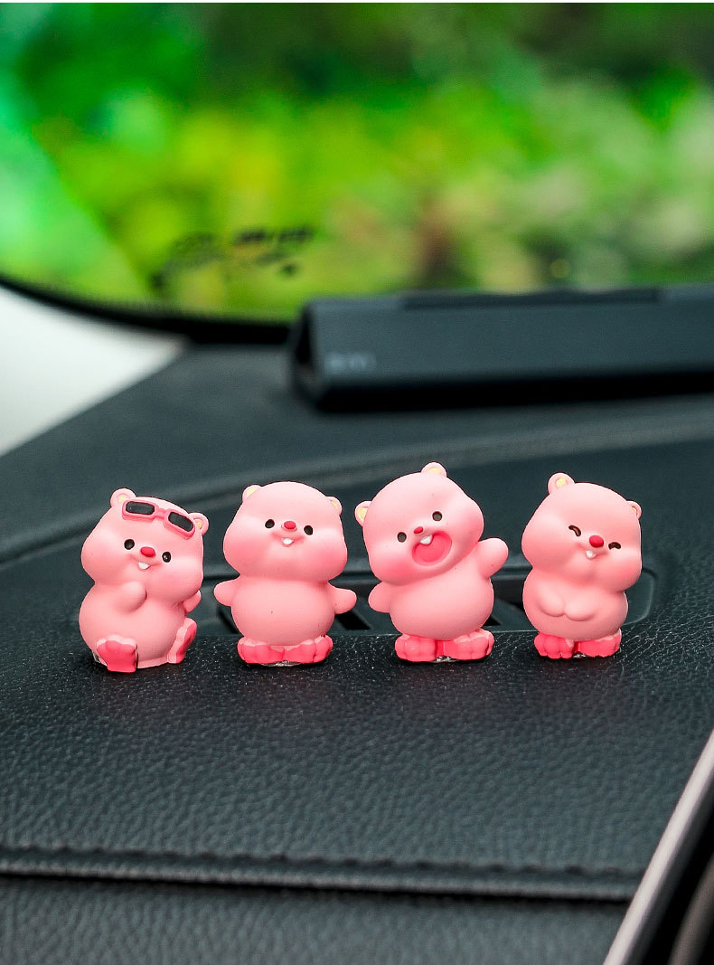 Cute Mini Beaver Car Center Console Screen Healing Decoration Car Interior Decoration Ornaments Car Ornaments