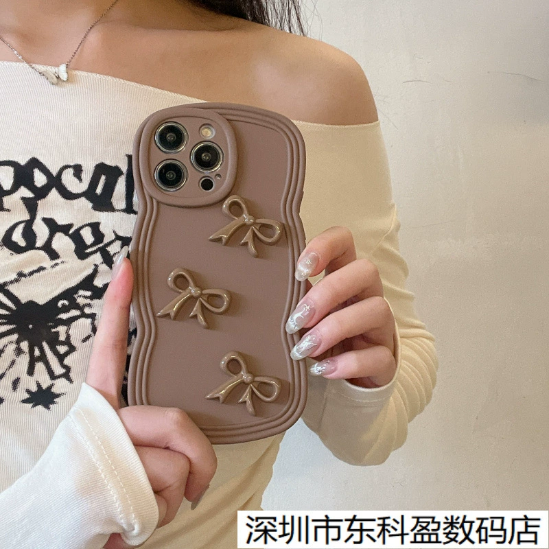 Четырехмерный совместимый чехол для iPhone16 Pro с бантом, iPhone 15, чехол для телефона, iphone, 13