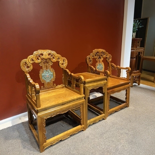 New Chinese-style Solid Wood Circle Chair Gold-rimmed Phoebe Official Hat Chair Three-piece Tea Chair Negotiation Master Chair Master Chair Furniture