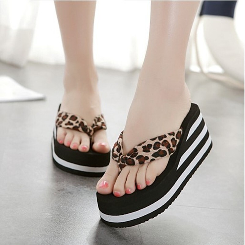 Leopard Print Flip-Flops for Women 2025 New Fashion Outer Wear Thick-Soled Sandals for Women Increased Casual Sand Flip-Flops