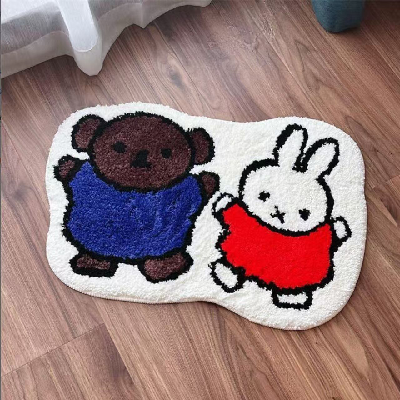 Miffy Rabbit Carpet Imitation Cashmere Bathroom Absorbent Floor Mat Bedroom Decoration Bedside Ready-To-Ship Bathroom Non-Slip Floor Mat