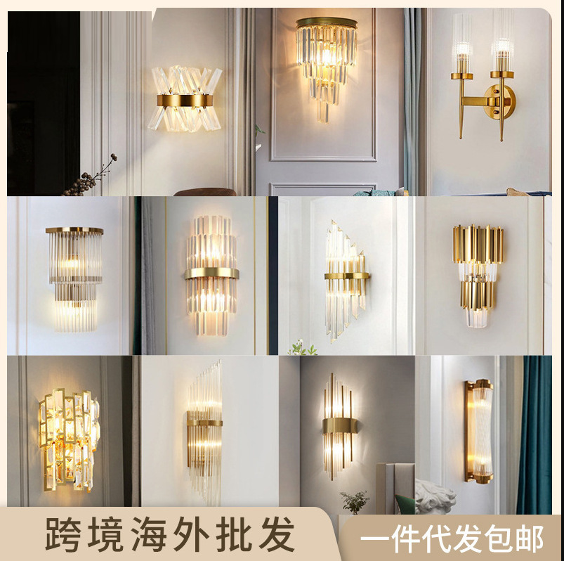 Light Luxury Creative Internet-Famous Crystal Wall Lamp Indoor Living Room Bedroom Wall Lamp Villa Hotel Ktv Project Led Wall Lamp