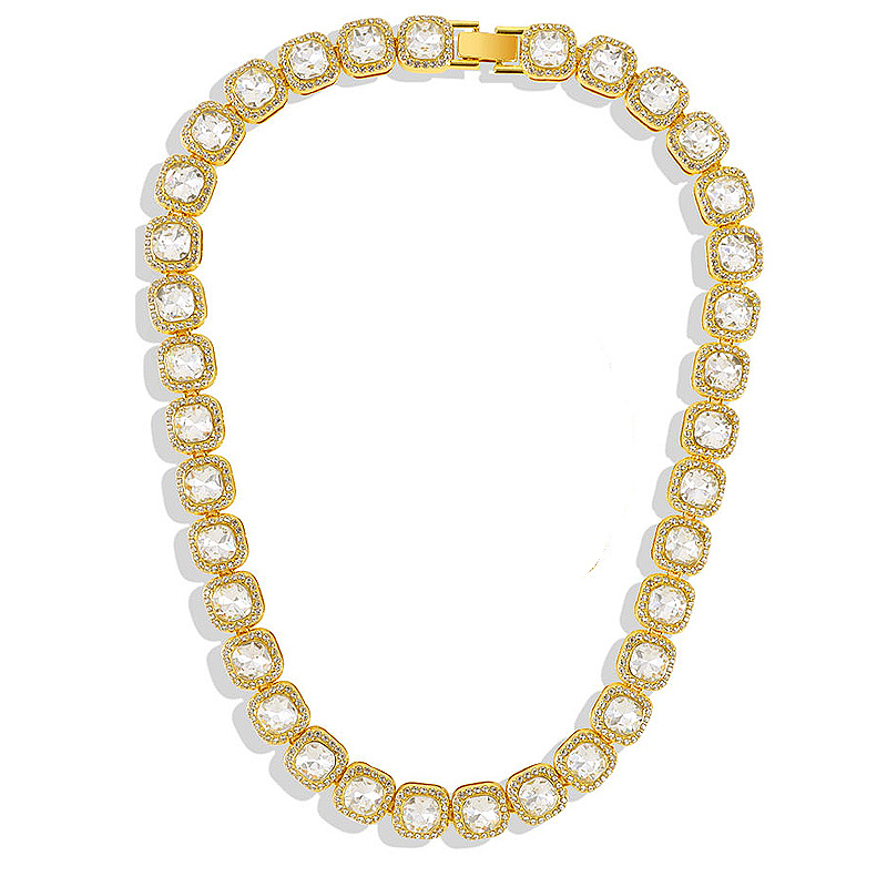 Europa und die Vereinigten Staaten Hiphop Hiphop voller Diamant Halskette Schmuck 13mm Platz Rock Zucker Patchwork Kuba Halskette Armband Schmuck_voghion.com