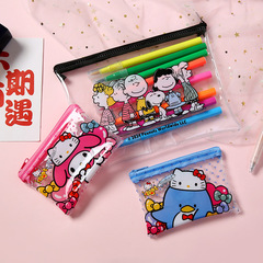 PVC コインジッパーファイルバッグ透明メッシュオフィス学習ファイルバッグ漫画かわいいポータブルジッパーバッグ