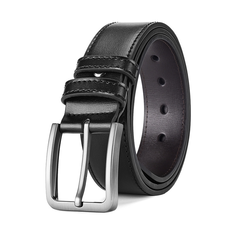 Spot cinturón de cuero simple para hombre aleación de negocios todo-fósforo hebilla casual denim cinturón de mediana edad para jóvenes