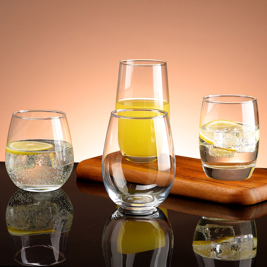 Thickened Household Water Cup Glass High-grade Milk Water Cup Beverage Cup High Temperature Resistant Transparent Glass Big Belly Cup