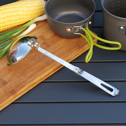 Outdoor stainless steel foldable spoon long handle picnic cookware picnic travel tableware portable kitchen utensils