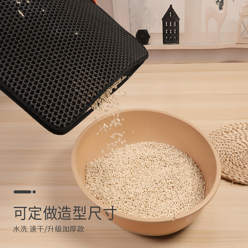 Estera de arena para gatos antisalpicaduras de doble capa para gatos cuenca de la arena estera del inodoro estera de arena extra grande pies de frotación estera del gato