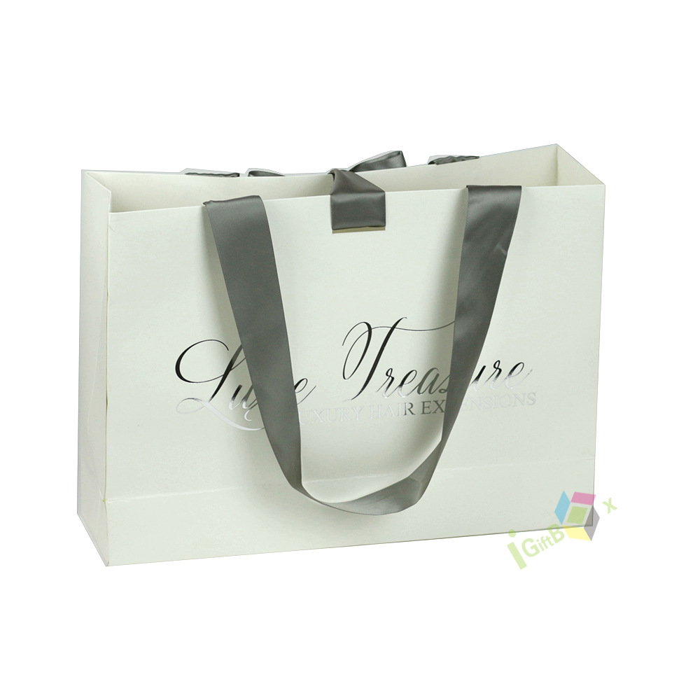 Handmade luxury gift cardboard shopping bag with printed ribbon for…
