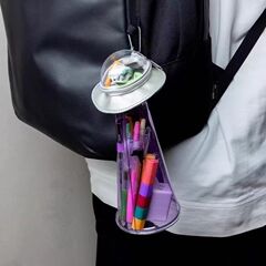 工厂直供创意卡通外星人笔袋文具收纳袋UFO娃衣背包挂件袋挂件PVC