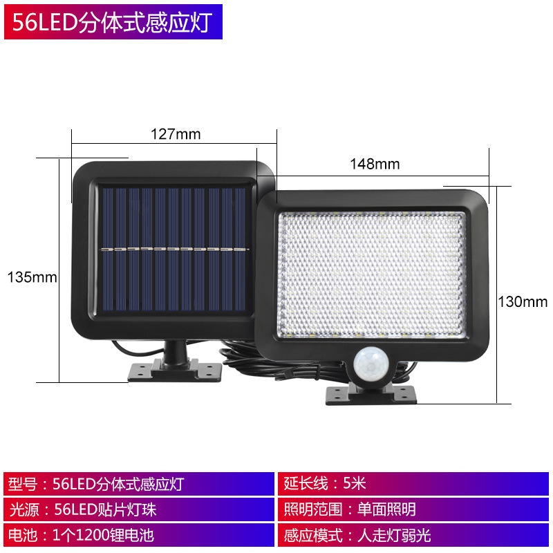Nueva luz solar de inducción del cuerpo humano dividida lámpara de jardín exterior lámpara de pared LED impermeable iluminación exterior farola