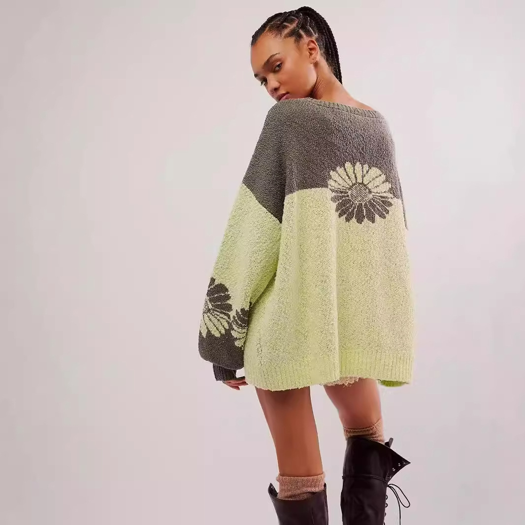 Women's Clothing New floral sweaters, loose and comfortable wool sweater trend 2024_voghion.com