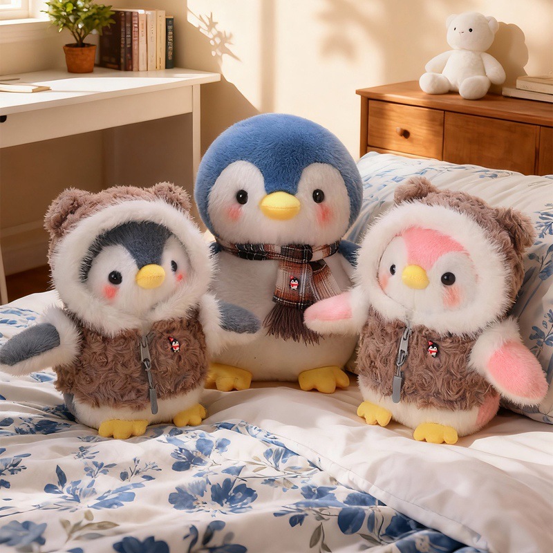Pingüino de Navidad se transforma en chaqueta de flores del noreste, sombrero de copo de nieve, pingüino pequeño, regalos para chicas en Nochebuena
