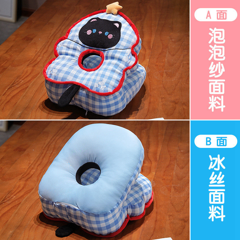 Almohada para Siesta de Gato Animado de Seda de Hielo para Oficina y Escuela