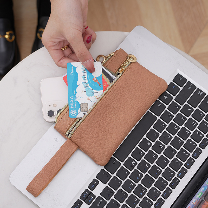 Monedero de mujer con patrón de lichi de moda de cuero de imitación de punto transfronterizo, bolso de embrague largo, monedero multifuncional de gran capacidad