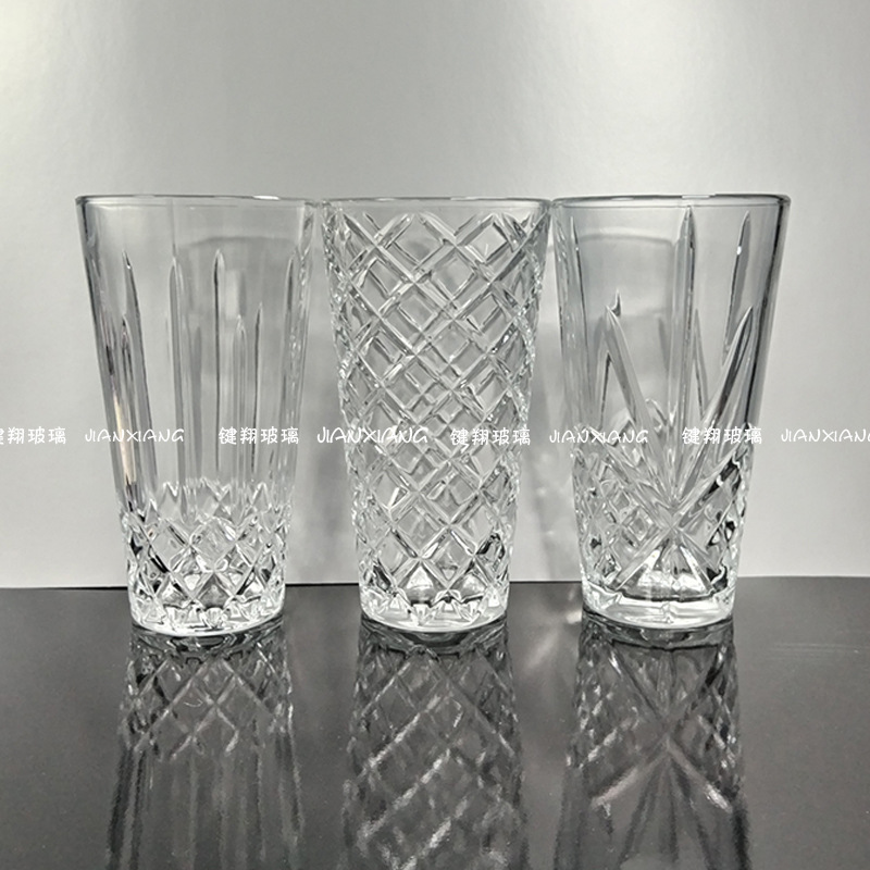 欧式复古浮雕鸡尾酒杯长岛冰茶杯玻璃杯长饮杯刻花杯果汁杯