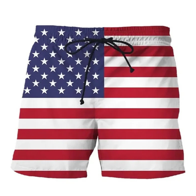 New American flag 3D printing men's short sleeve casual sports beach pants summer shorts factory direct sales