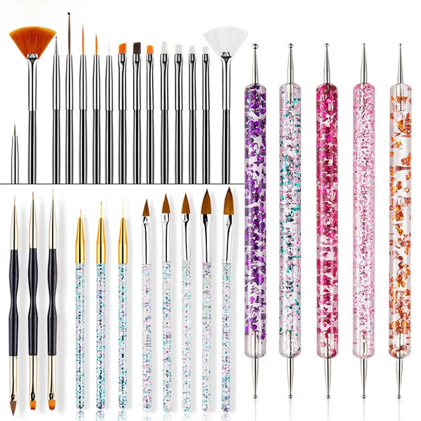 Cross-border Nail Art Brush suit Phototherapy Pen Layline Pen Flower Pen Silicone Pen Dot Pen Crystal Pen in stock