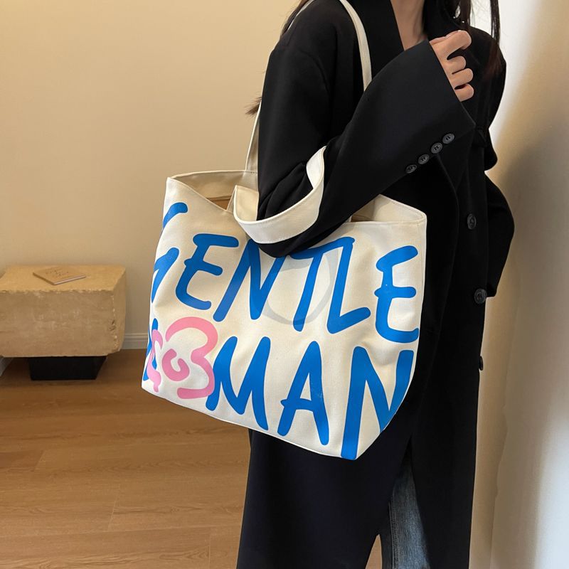 Commuting single-shoulder letter large-capacity versatile bag, canvas bag, Japanese student class artistic bag, women's tote handbag undefined