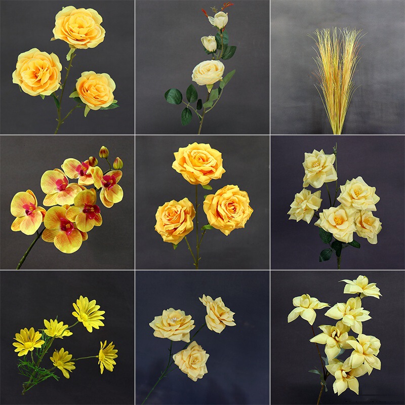 Yellow Wedding Series Artificial Flowers Wedding Hall Shopping Mall Window Decoration Background Road Guide Flower Arrangement Flower Arrangement