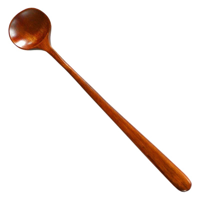 Mujiji de estilo japonés de mango largo cuchara de madera cuchara de mezcla cuchara de condimento cuchara de sopa de salsa doméstica de madera