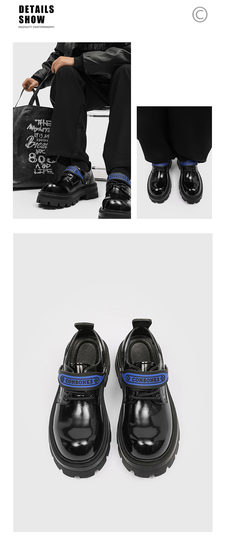 Scarpe Derby da uomo in pelle con punta tonda e suola spessa, stile britannico estivo, ShoeVault_voghion.com