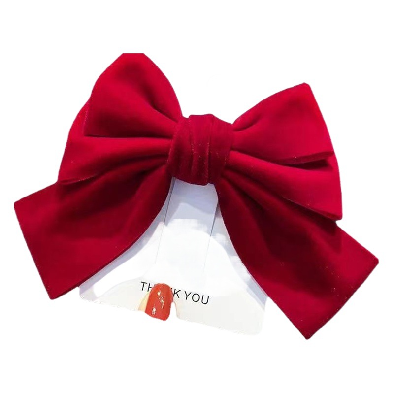 Red Bow Hairpin Girls Headwear Autumn and Winter Hair Accessories National Day Festive Hairpin Elegant Sweet Elegant Top Clip
