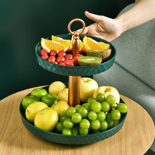 新款客厅创意果盘蛋糕架子欧式双层点心架下午茶双层盘水果盘批发
