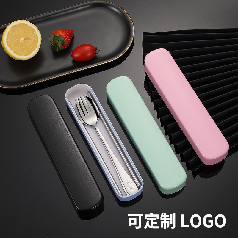 Stainless Steel Cutlery Set, Three-Piece Fork and Spoon Set, Student Gift, Chopsticks and Spoon Set, Outdoor Portable Cutlery, Cute