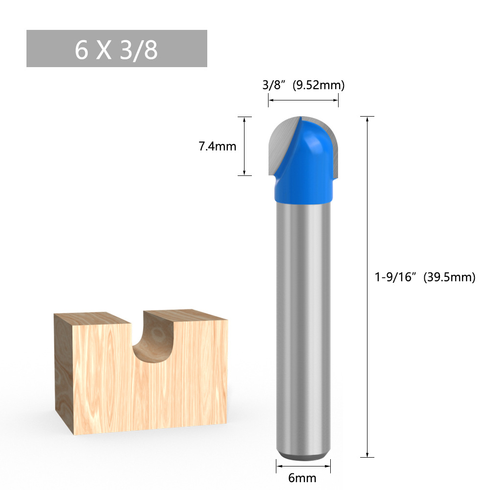 Azul 1/4 mango 6 mango redondo inferior cuchillo de encaje cabeza redonda cuchillo de carpintería semicírculo alivio cuchillo herramienta de carpintería ventas directas de la fábrica