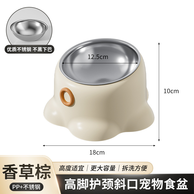 Fabricantes al por mayor Macarons Octopus Cat Cat Bowl Protector de cuello Bowl Cat Food Bowl Anti-volcado para mascotas Tazón de acero inoxidable