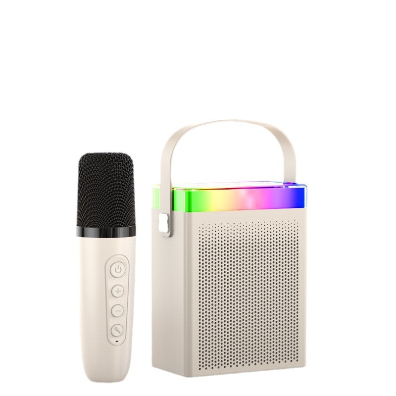 Altavoz Bluetooth hogar karaoke artefacto colorido LED faro traje portátil al aire libre micrófono de audio todo en una máquina