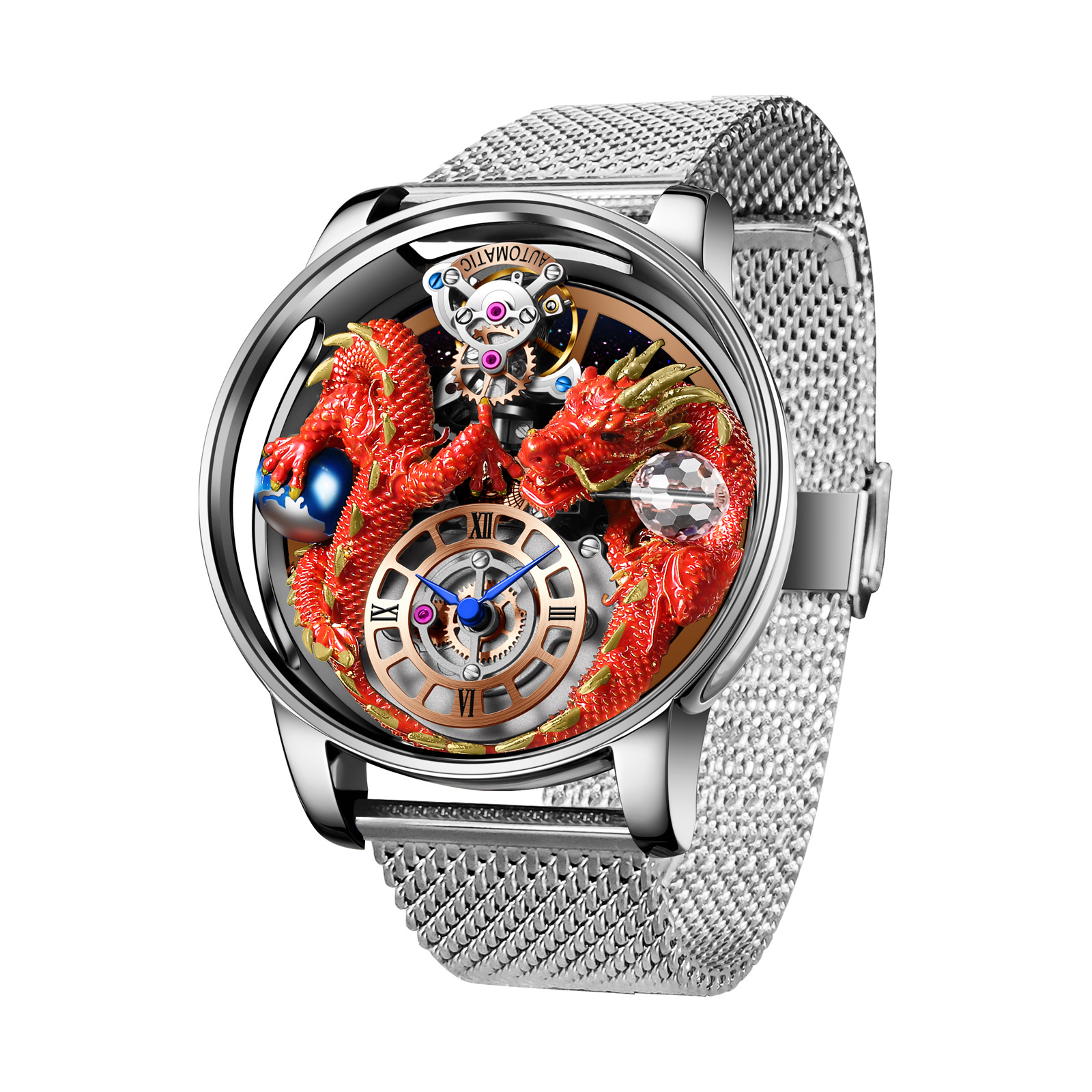 Bạc Shell Red Dragon Net Belt