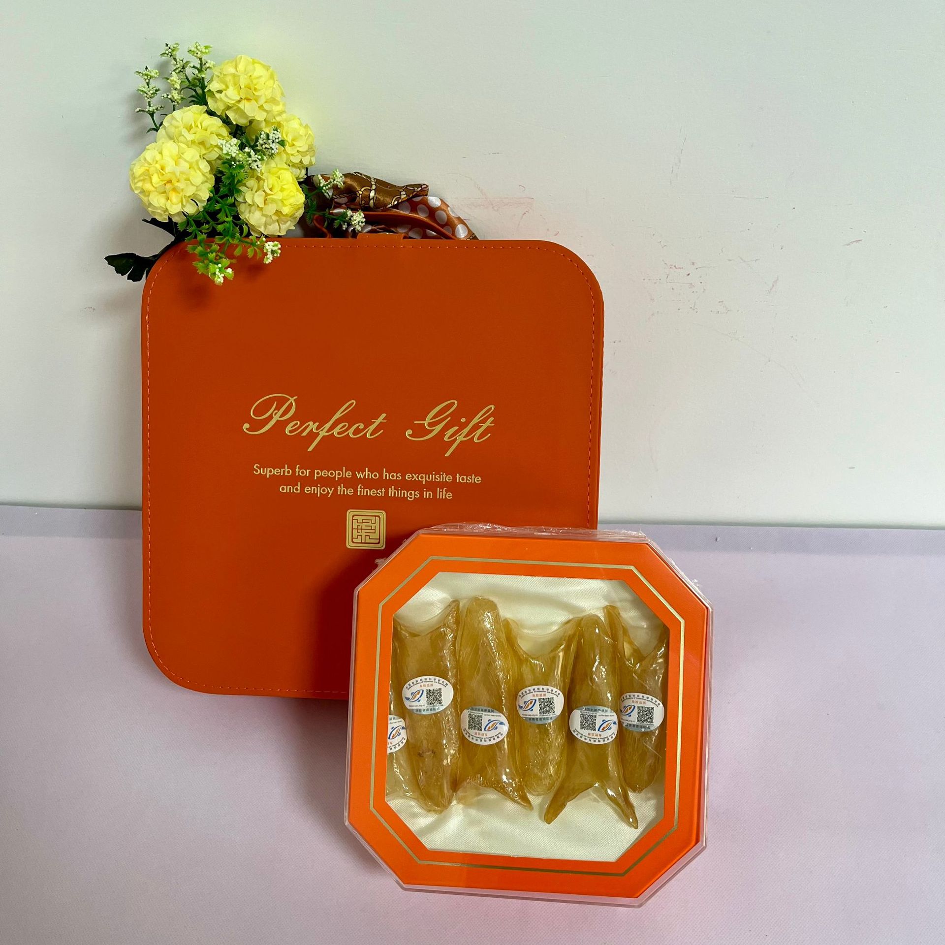 正品溯源码黄花胶筒礼盒45g花胶鱼胶海味干货送礼佳品送父母长辈