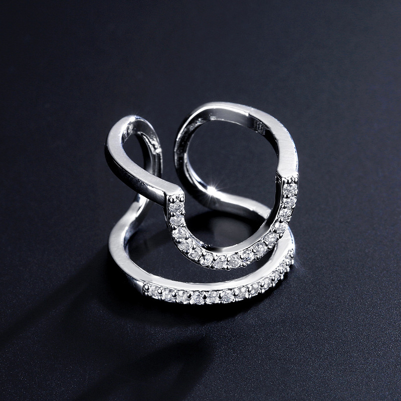 Cross-Border European and American Trendy Geometric Rhinestone Open Nail Rings, Niche Design, Elegant and Exquisite Nail Art Sets Wholesale