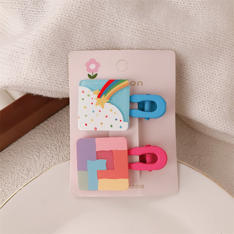 Cream Candy coreano para niños impresión de color flor gran patrón de patrón de boca de pato para niñas padres e hijos pintados en pulverización de colores