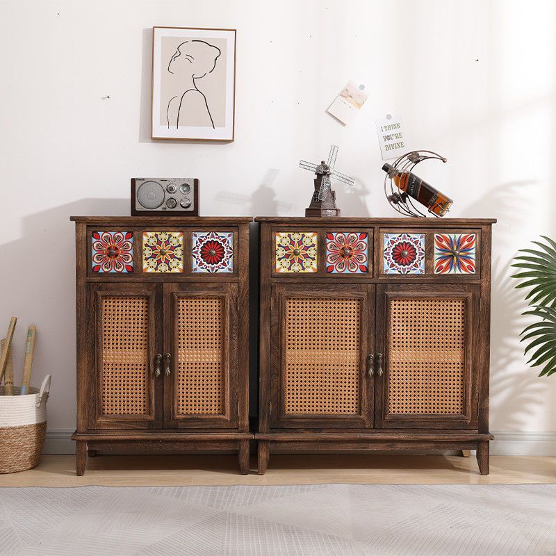 彩绘柜子实木柜子欧美风餐边柜复古鞋柜收纳柜客厅柜子田园风家具