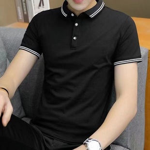 Summer fashion short sleeve men's casual lapel business polo shirt youth popular men's solid color T-shirt factory wholesale