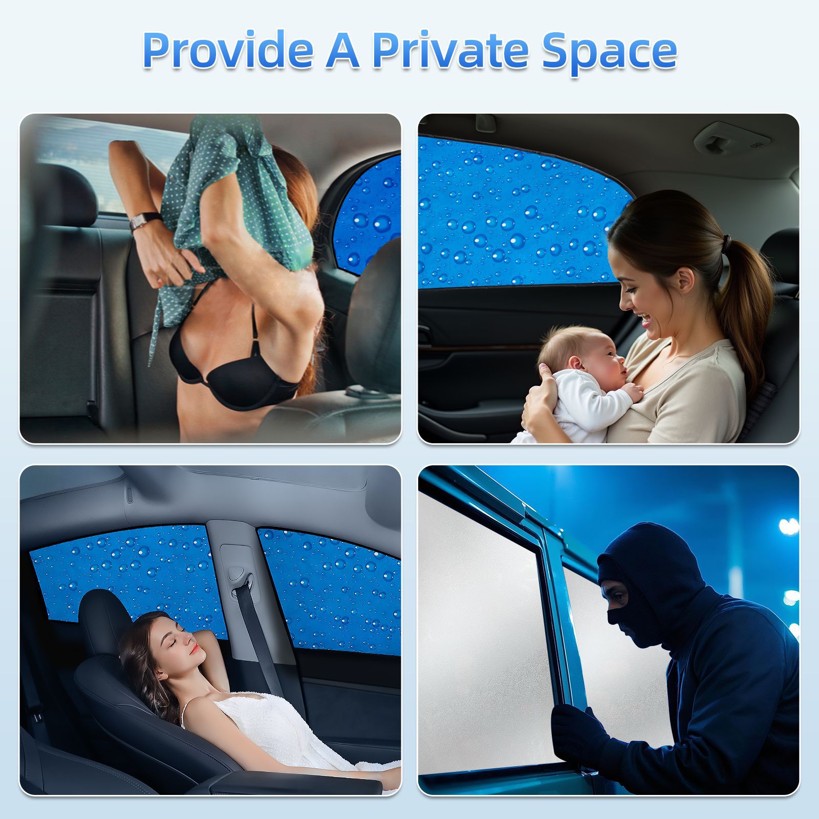 Cross-Border Single-Layer Sun Protection Retractable Magnetic Car Curtain Magnet Car Sunshade Water Drop Car Sunshade Side Shield