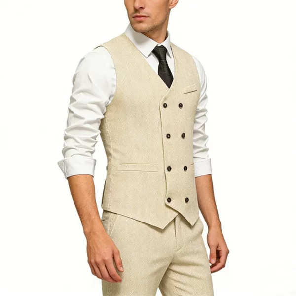 2025 Cross-Border In-Stock Spring and Autumn New Amazon Suit Vest Men's Retro Double-Breasted Slim-Fit Men's Vest