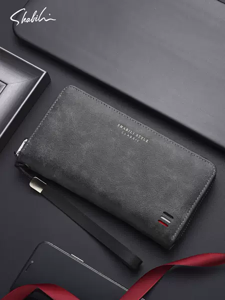 Sapele Cross-Border 2026 New Men's Wallet with Multiple Card Slots, Long Wallet, Large Capacity Clutch Bag, Mobile Phone Bag