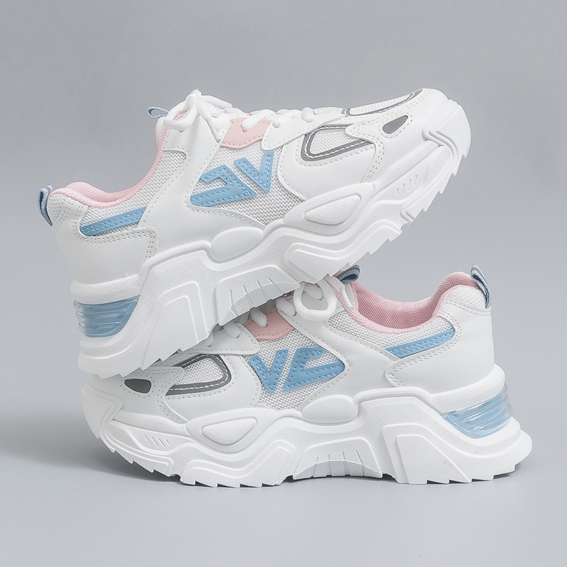 Primavera nueva doble red zapatos deportivos de mujer zapatos de carrera casuales de suela gruesa universal zapatos de malla transpirable al por mayor