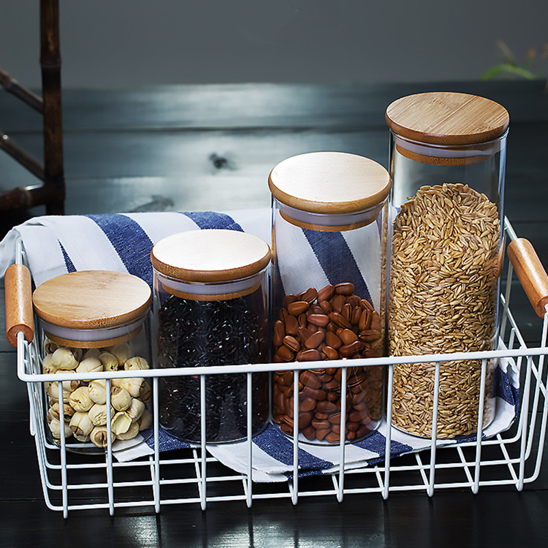 Fábrica al por mayor tarro sellado de vidrio de borosilicato tarro de té recto fruta seca snack botella de almacenamiento frasco de almacenamiento de dulces