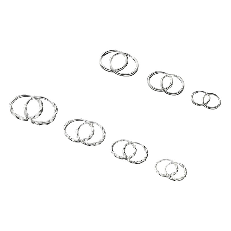 s999 Sterling Silver Plain Ring Earrings Women's Simple Light Luxury Small Ear Ring Ear Holes Maintenance Ear Bone Ring Advanced Retro Earrings
