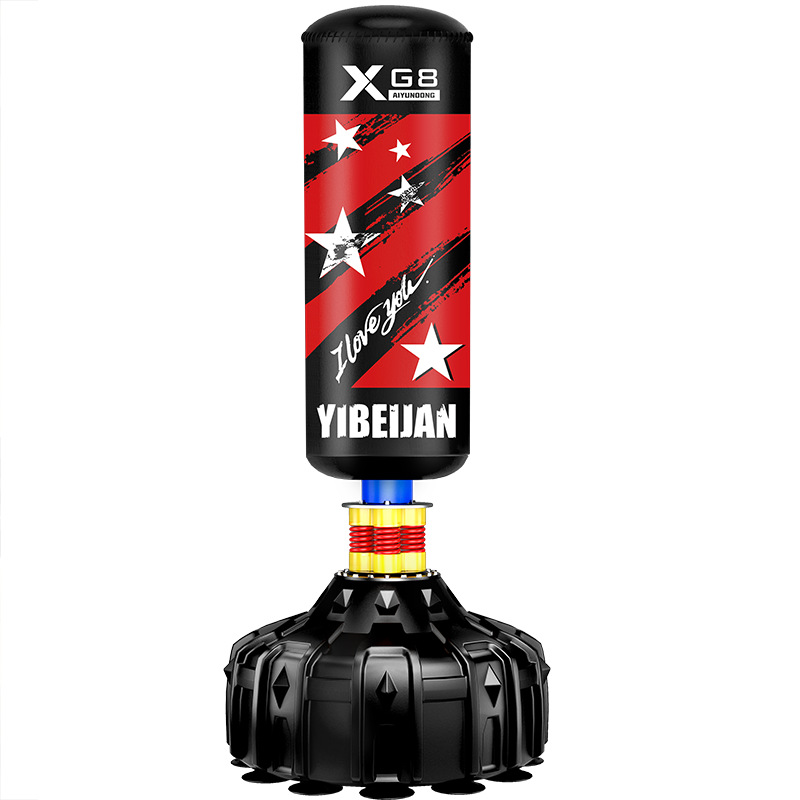 Customized Vertical Boxing Column Four-Wheel Drive Spring Cylindrical Barrel Household Tumbler Sandbag Sanda Taekwondo Boxing Sandbag