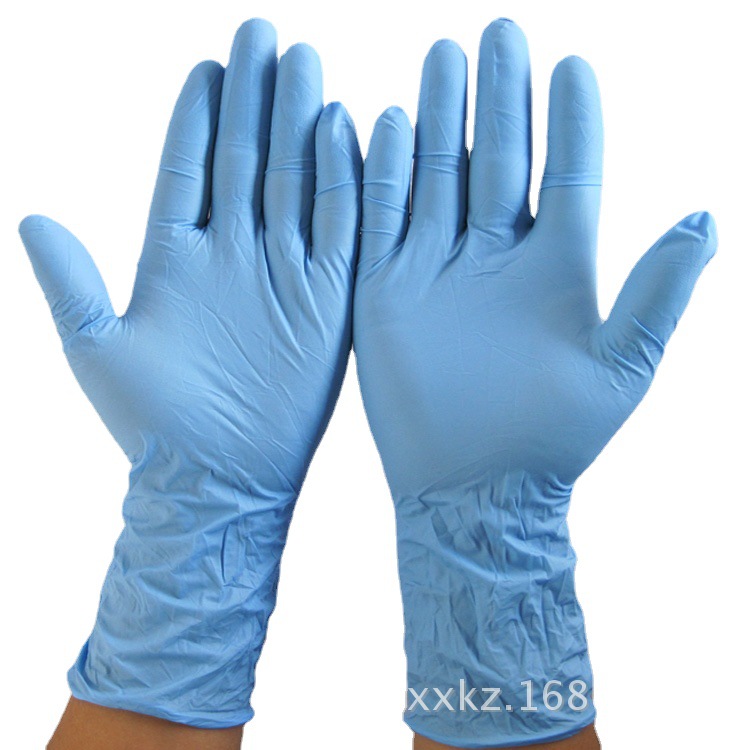 12寸一次性蓝色丁腈手套长丁晴防油防磨胶皮橡胶鑫耐特防护手套