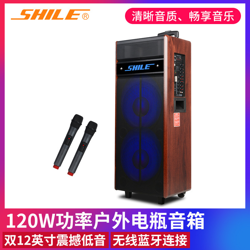 12-inch portable pull rod speaker crown 6 outdoor high-power square dance karaoke bluetooth stereo
