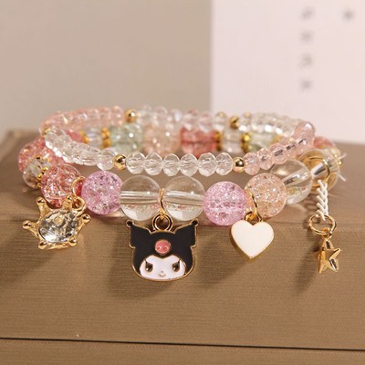 Corea del Sur fresco lindo conejo chica pulsera en línea celebridad niña flor caliente cristal pulsera chica novias pulsera