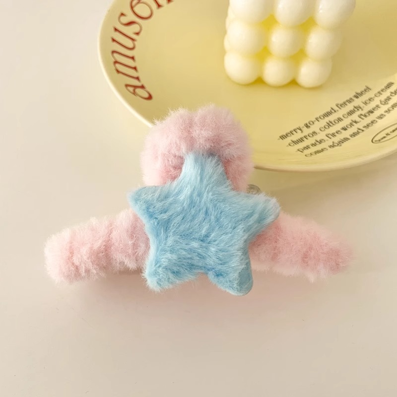 Colorido estrella peludo horquilla femenina Otoño e Invierno lindo Bangs BB clip horquilla trasera cabeza rota pelo clip lateral pinza