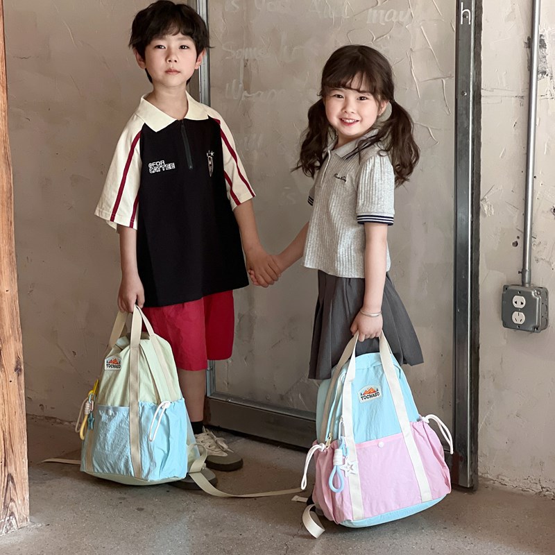 Mochila de color de contraste de moda para niños y niñas, mochila escolar de escuela primaria de gran capacidad, mochila de viaje para niños ligera y casual